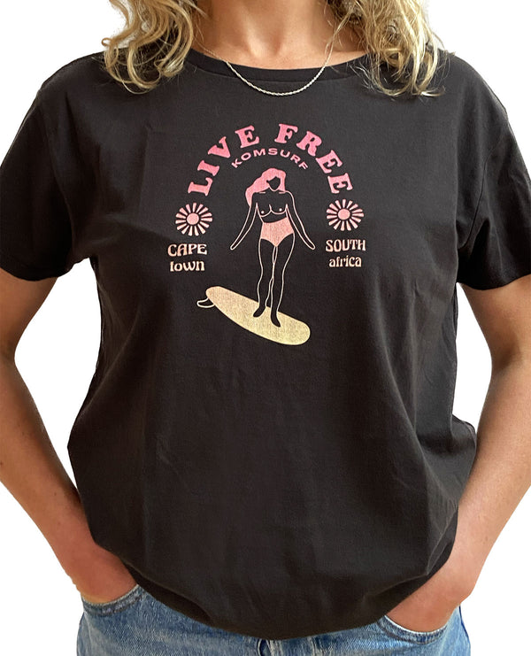 Komsurf Ladies Live-Free T-Shirt Pewter