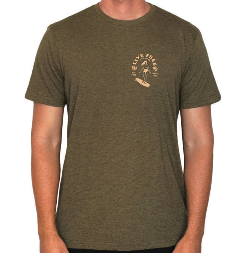 Komsurf Live Free Olive Green T-Shirt