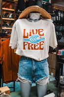 Komsurf T-Shirt Ladies Live Free Wave Cream