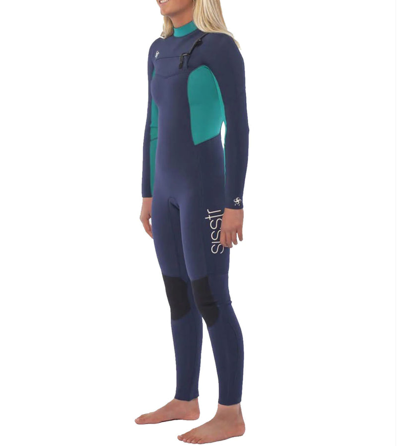 Sisstrevolution 4/3 7 Seas Women's Wetsuit - Chest Zip - Strong Blue