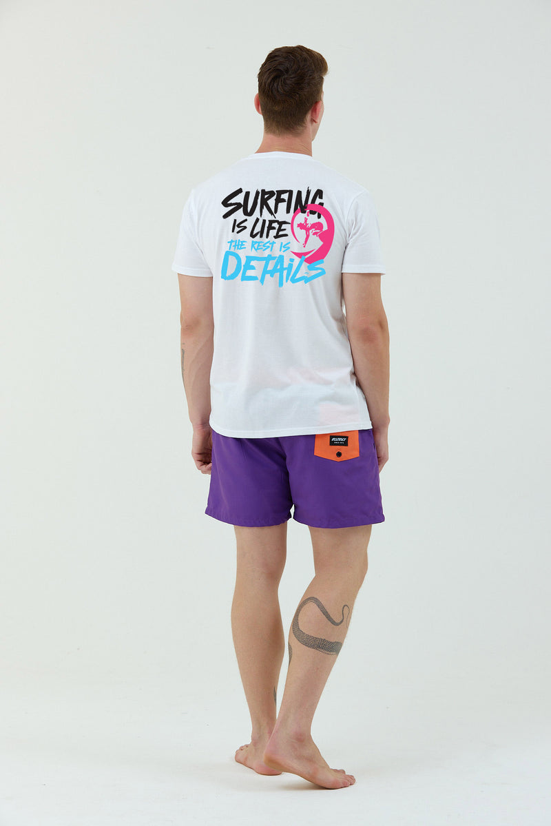Instinct T-shirt Slogan Surfing Is Life White