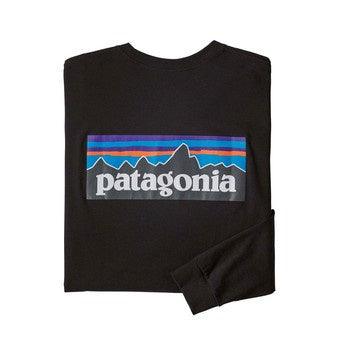 T Patagonia Men's P-6 Logo Responsibili-T LS Black