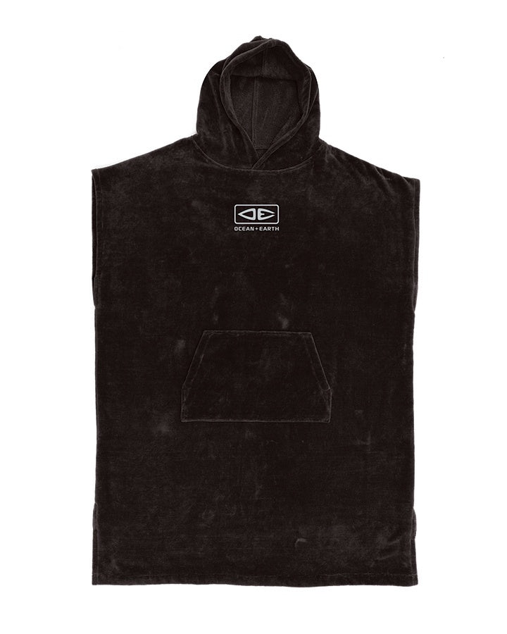 Ocean and Earth Black Poncho Corp Hooded